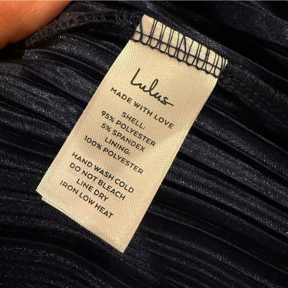 Lulus Elevated Evening Navy Strapless Tiered Plisse Mini‎ Cocktail Dress, Medium - Picture 7 of 9